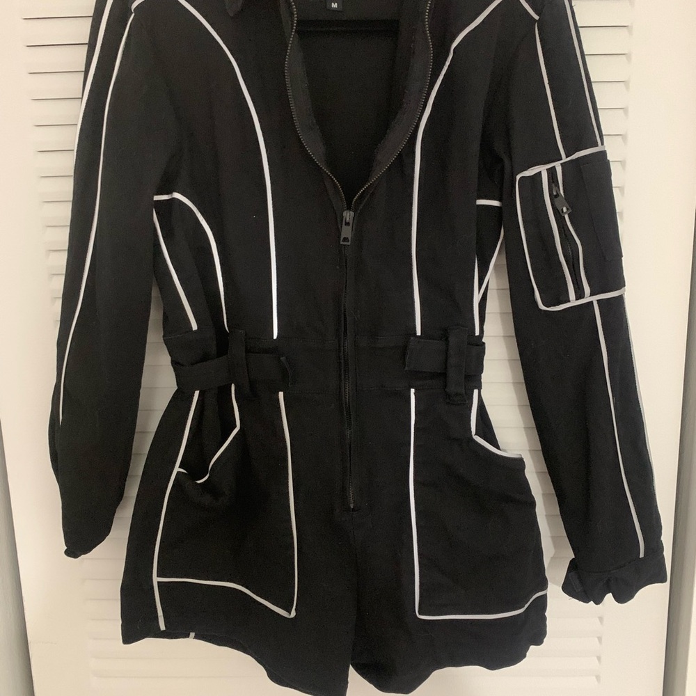 I.AM.GIA Black and White Utility Jacket with Belted Waist